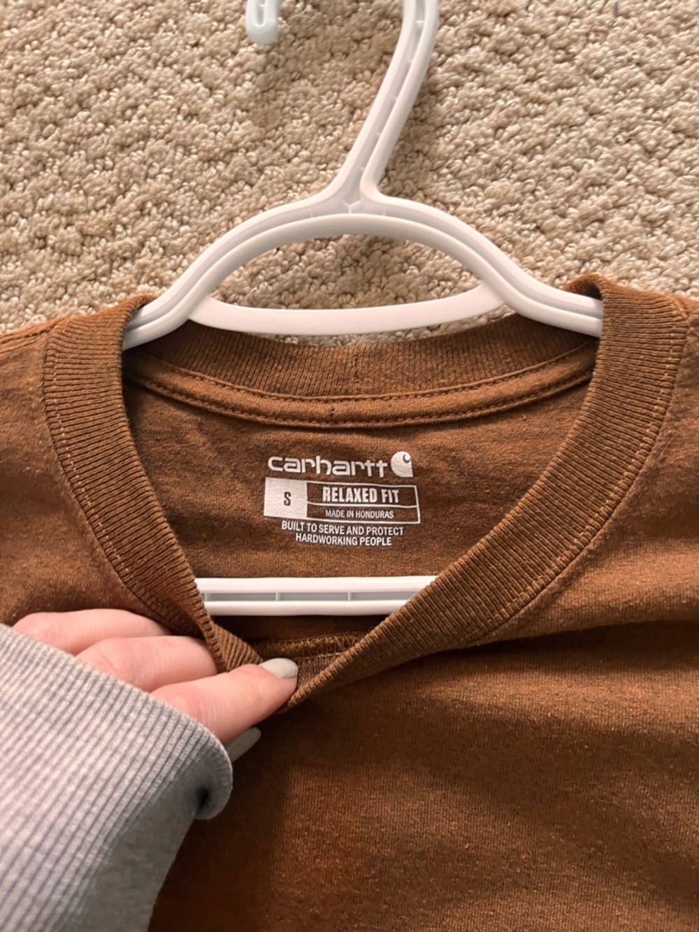 Carhartt Men's Relaxed Fit Brown Crewneck Long Sleeve